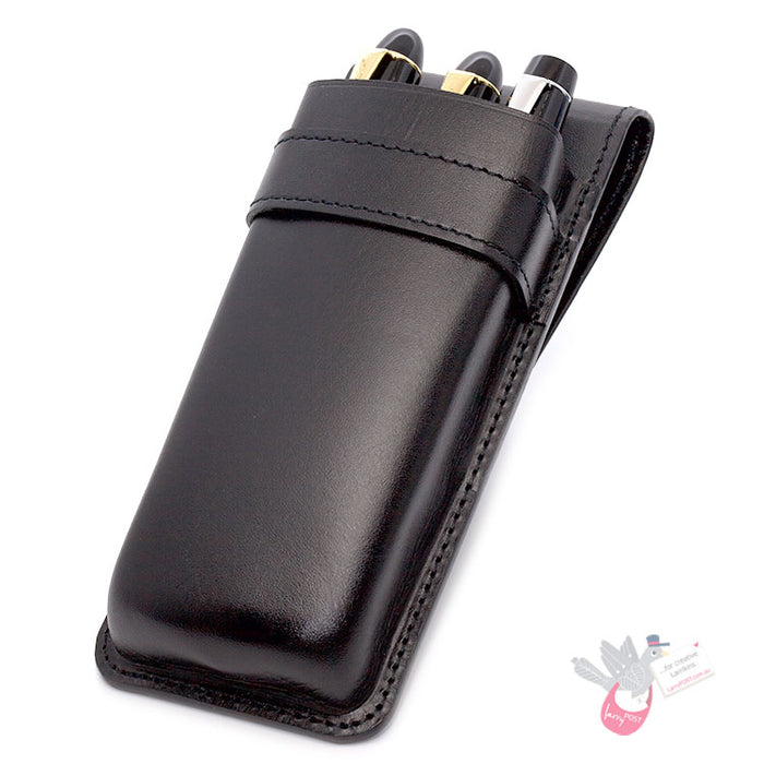 PILOT Pensemble Leather Pen Pouch - Triple - Black