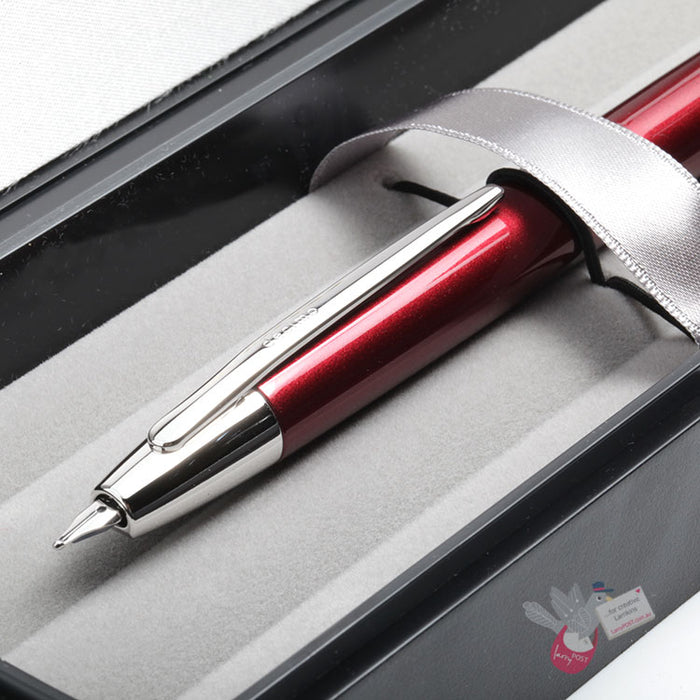 PILOT Capless Decimo Fountain Pen (18ct Gold Nib & Converter-40) - Red - Broad Nib