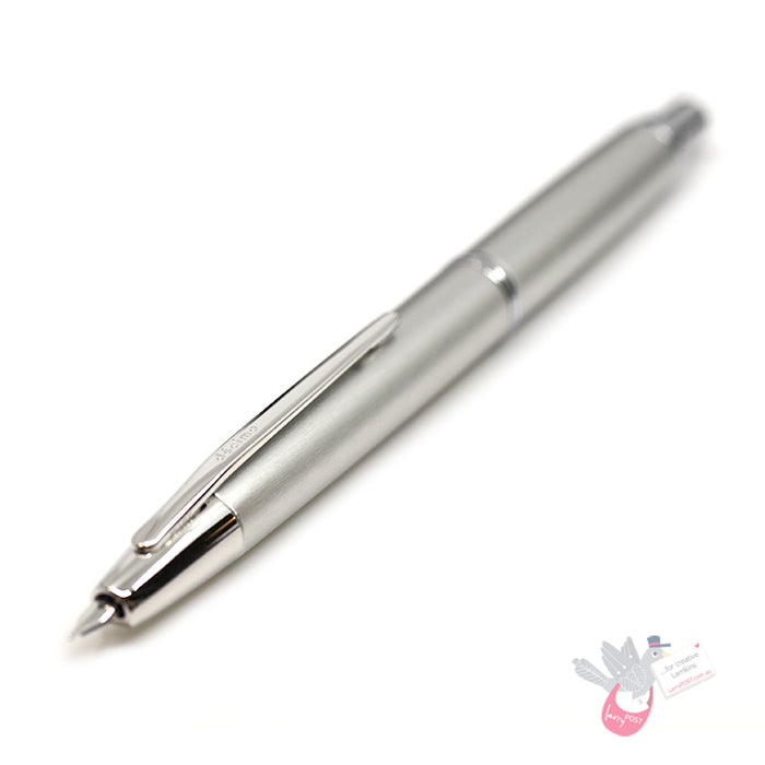 PILOT Capless Decimo Alumite Fountain Pen (18ct Gold Nib & Converter-40) - Silver - Medium Nib