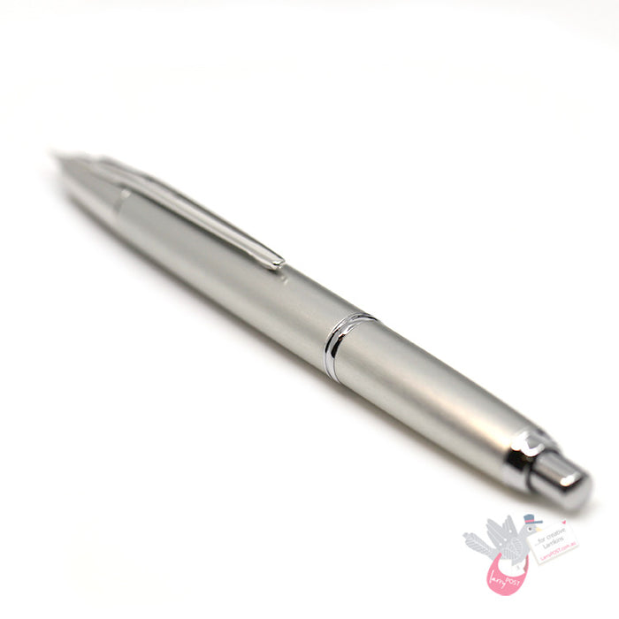 PILOT Capless Decimo Alumite Fountain Pen (18ct Gold Nib & Converter-40) - Silver - Medium Nib