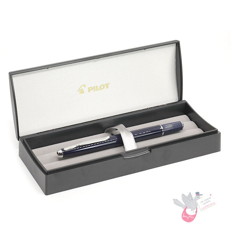 PILOT Capless FERMO (Vanishing Point) Fountain Pen (18ct Nib & Converter-40) - Dark Blue - Fine Nib