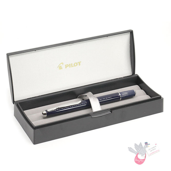 PILOT Capless FERMO (Vanishing Point) Fountain Pen (18ct Nib & Converter-40) - Dark Blue - Fine Nib