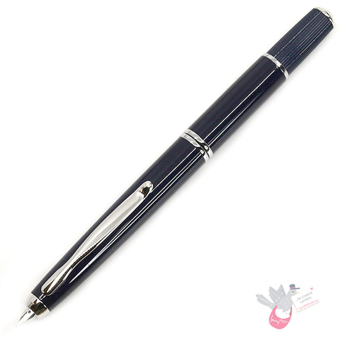 PILOT Capless FERMO (Vanishing Point) Fountain Pen (18ct Nib & Converter-40) - Dark Blue - Fine Nib
