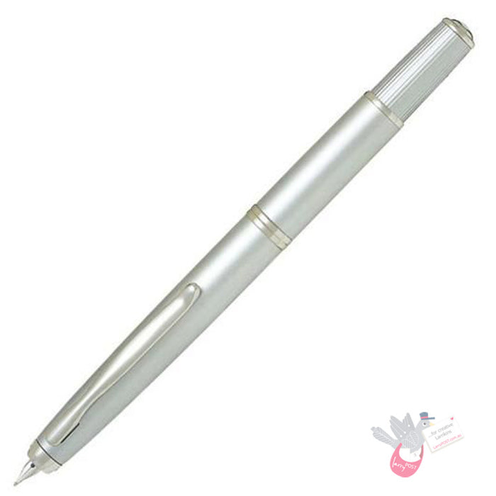 PILOT Capless FERMO (Vanishing Point) Fountain Pen (18ct Nib & Converter) - Matte Silver - Fine Nib