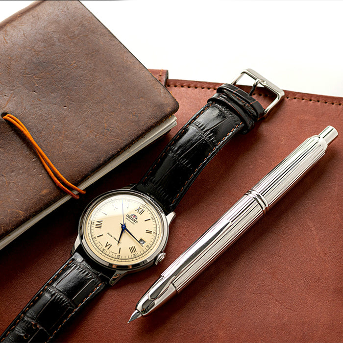 PILOT Capless Fountain Pen (Rhodium Plated 18ct Gold Nib & Con-40) - Striped (Rhodium Plated body) - Fine Nib
