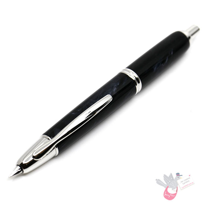 PILOT Capless SE (Vanishing Point) Fountain Pen (18ct Gold Nib & Converter) - Black Marble Resin - Fine Nib