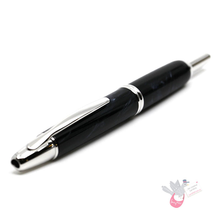 PILOT Capless SE (Vanishing Point) Fountain Pen (18ct Gold Nib & Converter) - Black Marble Resin - Fine Nib