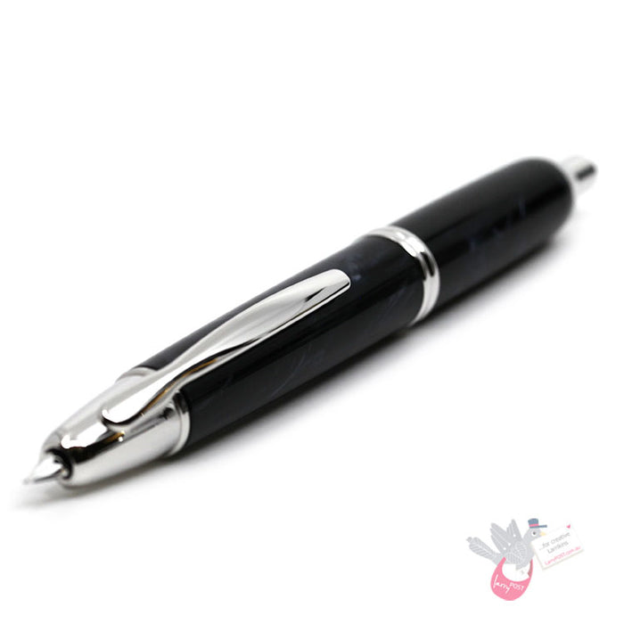 PILOT Capless SE (Vanishing Point) Fountain Pen (18ct Gold Nib & Converter) - Black Marble Resin - Fine Nib