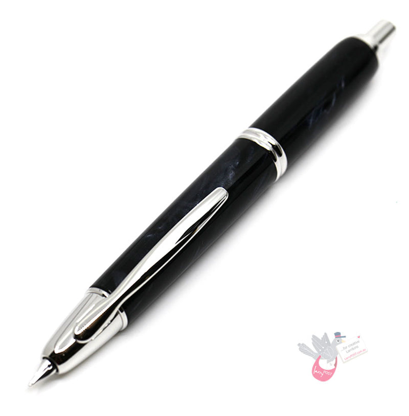 PILOT Capless SE (Vanishing Point) Fountain Pen (18ct Gold Nib & Converter) - Black Marble Resin - Fine Nib