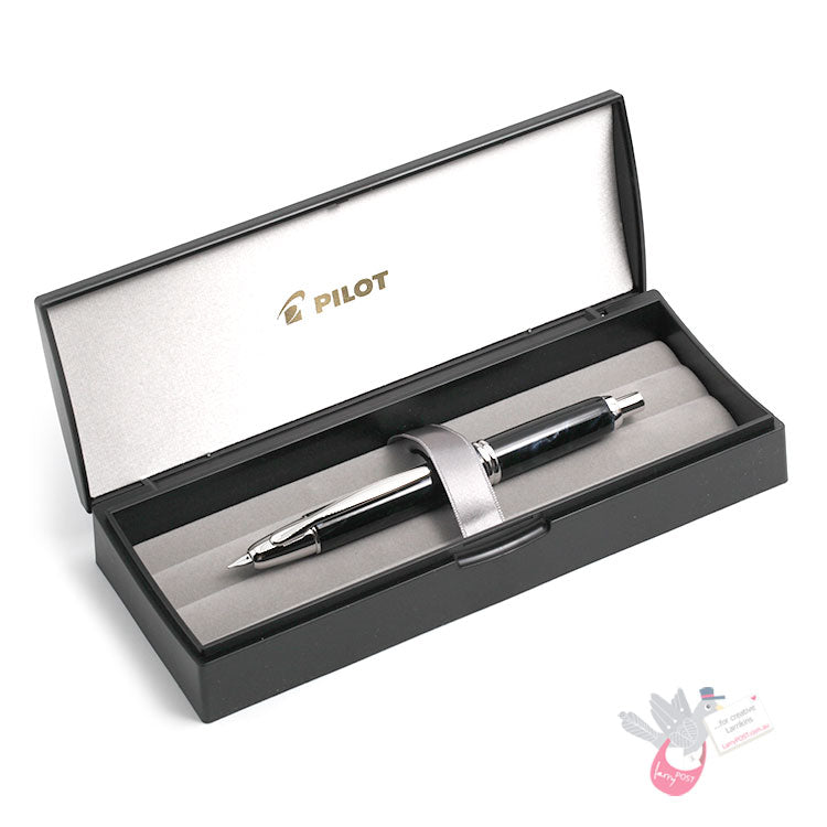 PILOT Capless SE (Vanishing Point) Fountain Pen (18ct Gold Nib & Converter) - Black Marble Resin - Fine Nib
