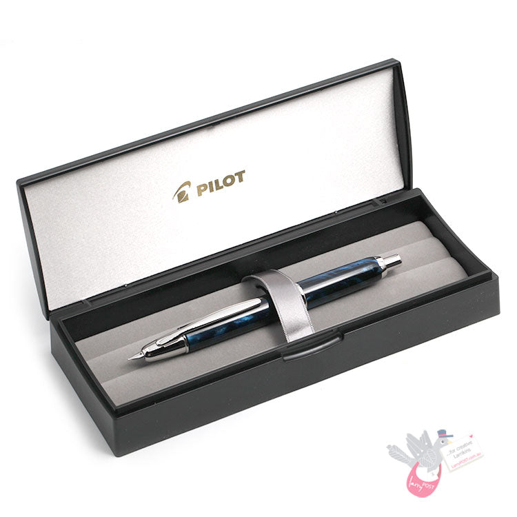 PILOT Capless SE (Vanishing Point) Fountain Pen (18ct Gold Nib & Converter) - Blue Marble Resin - Fine Nib