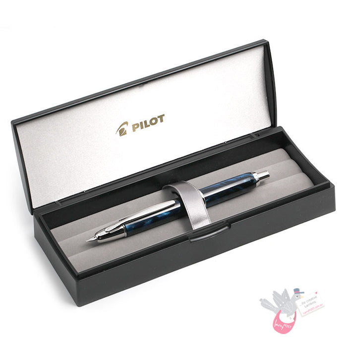 PILOT Capless SE (Vanishing Point) Fountain Pen (18ct Gold Nib & Converter) - Blue Marble Resin - Fine Nib