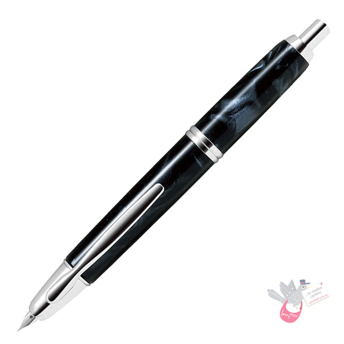 PILOT Capless SE (Vanishing Point) Fountain Pen (18ct Gold Nib & Converter) - Black Marble Resin - Fine Nib