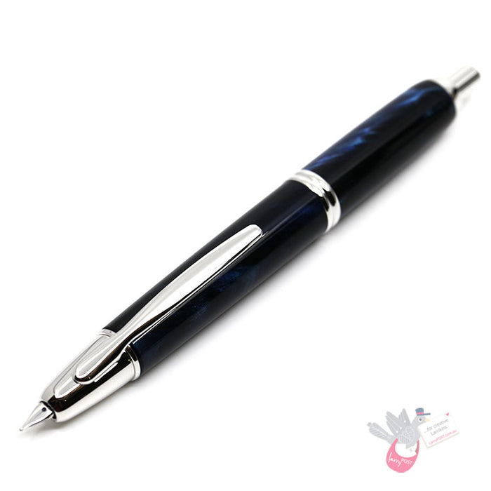 PILOT Capless SE (Vanishing Point) Fountain Pen (18ct Gold Nib & Converter) - Blue Marble Resin - Fine Nib