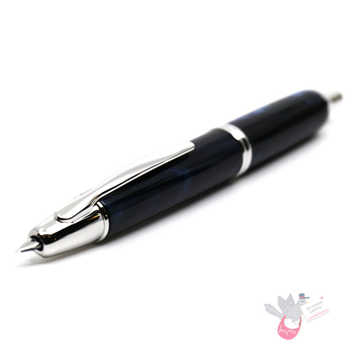 PILOT Capless SE (Vanishing Point) Fountain Pen (18ct Gold Nib & Converter) - Blue Marble Resin - Fine Nib