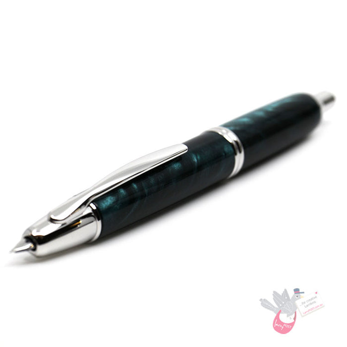 PILOT Capless SE (Vanishing Point) Fountain Pen (18ct Gold Nib & Converter) - Green Marble Resin - Medium Nib