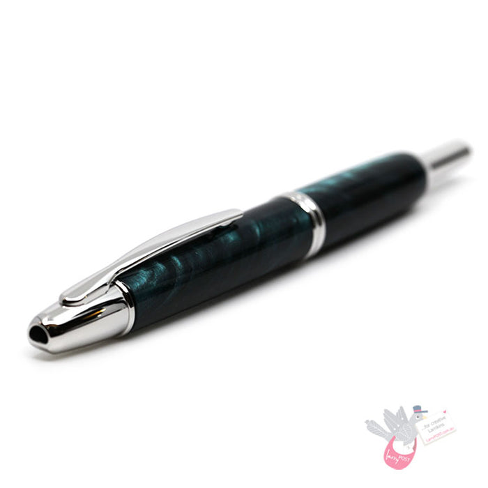 PILOT Capless SE (Vanishing Point) Fountain Pen (18ct Gold Nib & Converter) - Green Marble Resin - Medium Nib