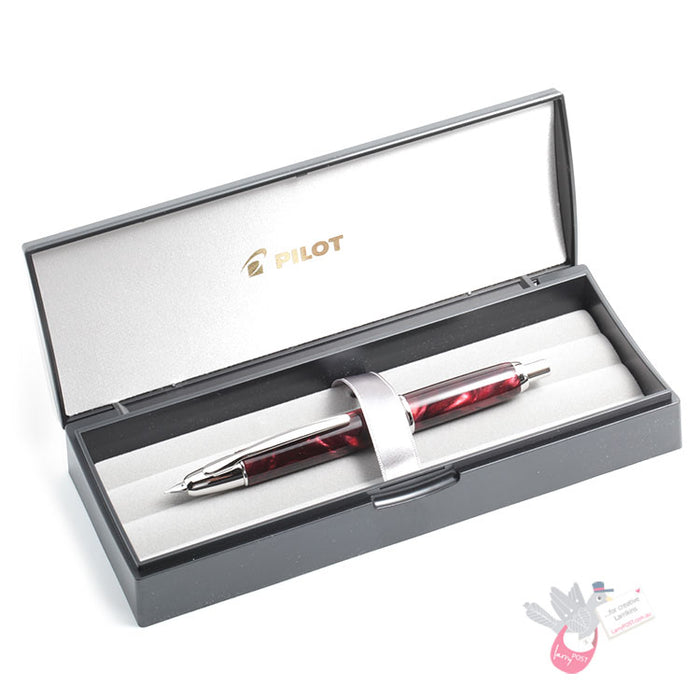 PILOT Capless SE (Vanishing Point) Fountain Pen (18ct Gold Nib & Converter) - Red Marble Resin - Medium Nib