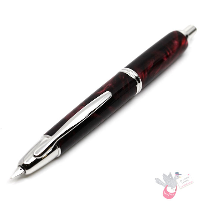 PILOT Capless SE (Vanishing Point) Fountain Pen (18ct Gold Nib & Converter) - Red Marble Resin - Medium Nib