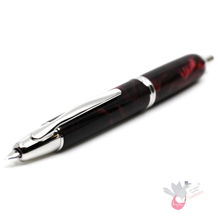 PILOT Capless SE (Vanishing Point) Fountain Pen (18ct Gold Nib & Converter) - Red Marble Resin - Medium Nib