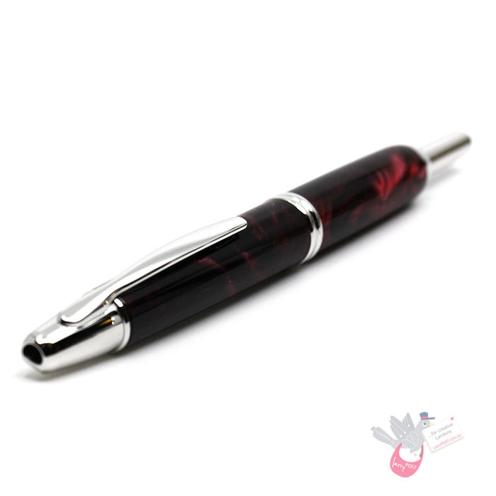 PILOT Capless SE (Vanishing Point) Fountain Pen (18ct Gold Nib & Converter) - Red Marble Resin - Medium Nib
