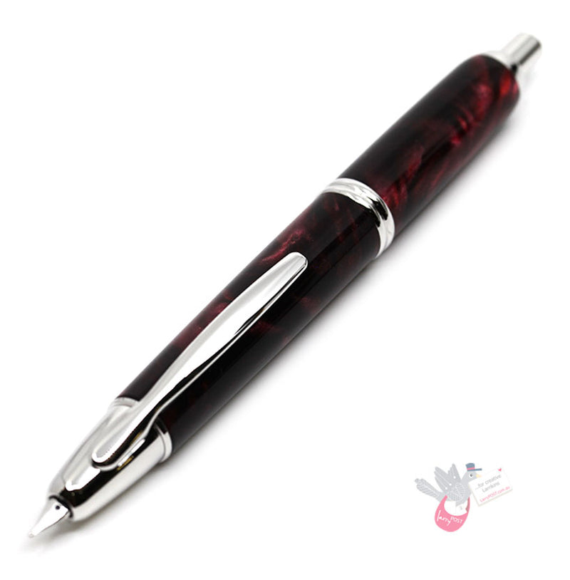 PILOT Capless SE (Vanishing Point) Fountain Pen (18ct Gold Nib & Converter) - Red Marble Resin