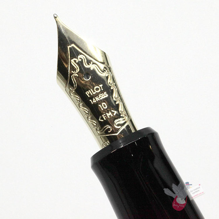 PILOT Custom 742 Fountain Pen (14ct Gold Nib, Con-70) - Black - Med Nib