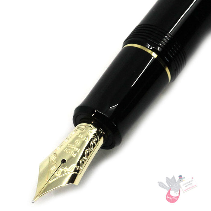PILOT Custom 742 Fountain Pen (14ct Gold Nib, Con-70) - Black - Med Nib
