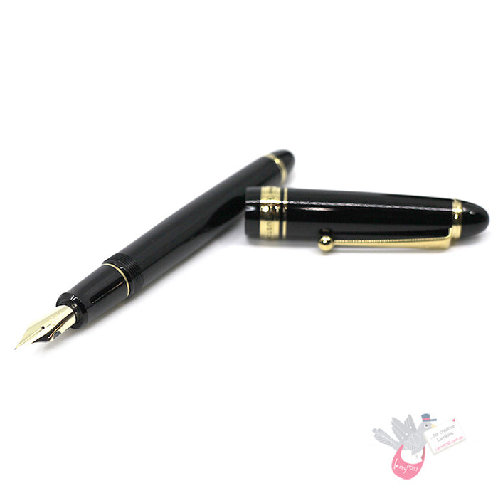 PILOT Custom 743 Fountain Pen (14ct Gold Nib, Con-70) - Black - FA (Modern Flex) Nib