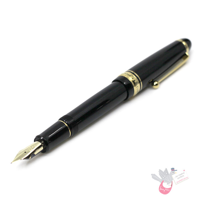 PILOT Custom 743 Fountain Pen (14ct Gold Nib, Con-70) - Black - FA (Modern Flex) Nib