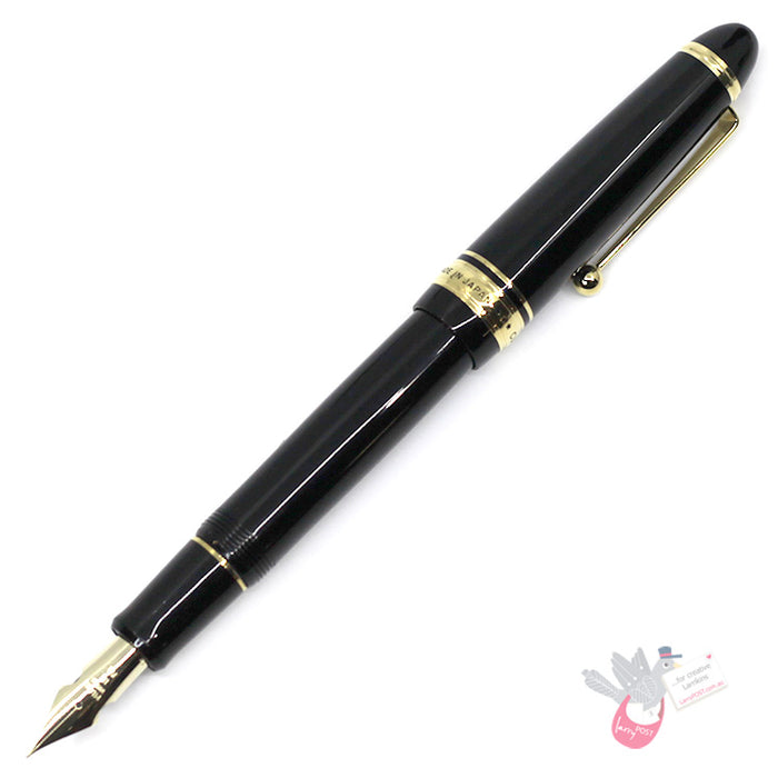 PILOT Custom 743 Fountain Pen (14ct Gold Nib, Con-70) - Black - FA (Modern Flex) Nib
