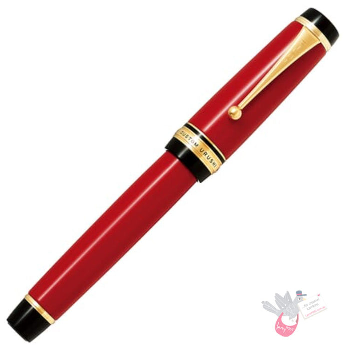 PILOT Custom Urushi Fountain Pen (18ct Gold Nib, Con-70) - Red - Broad Nib