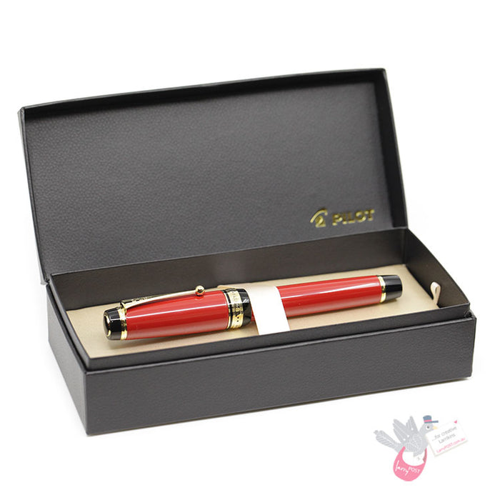 PILOT Custom Urushi Fountain Pen (18ct Gold Nib, Con-70) - Red - Broad Nib