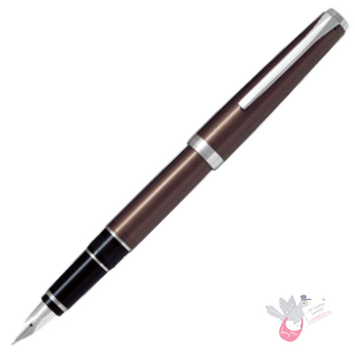 PILOT Falcon Fountain Pen (14ct Gold Rhodium Plated Nib and Con-70 Converter) - Brown 