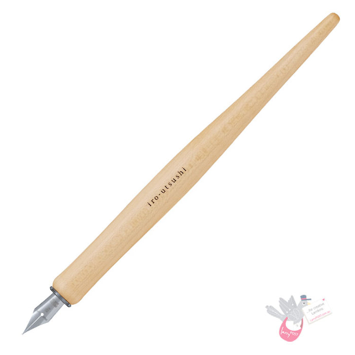 PILOT Iro-Utsushi Dip Pen - Natural Wooden Nib Holder with Stainless Steel Nib (14.4cm length) - Medium Nib