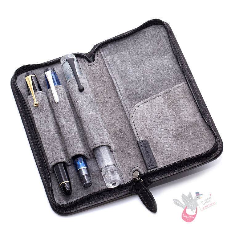 PILOT Pensemble Leather Zip Pen Case - 3 Pens - Black