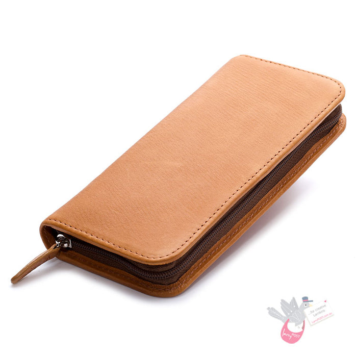 PILOT Pensemble Leather Zip Pen Case - 3 Pens - Brown