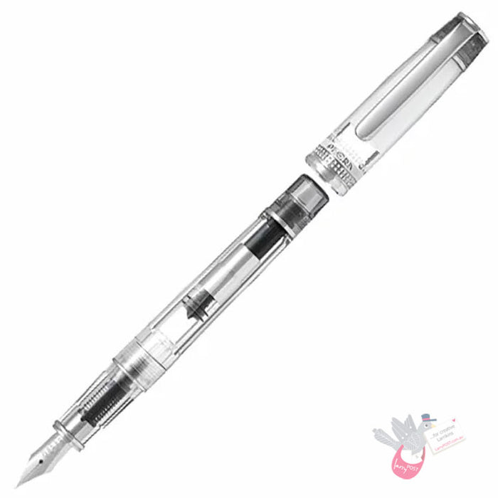 PILOT Prera Demonstrator Fountain Pen - Clear/Blue - Cursive Medium (CM) Italic Nib (includes con-40 converter)