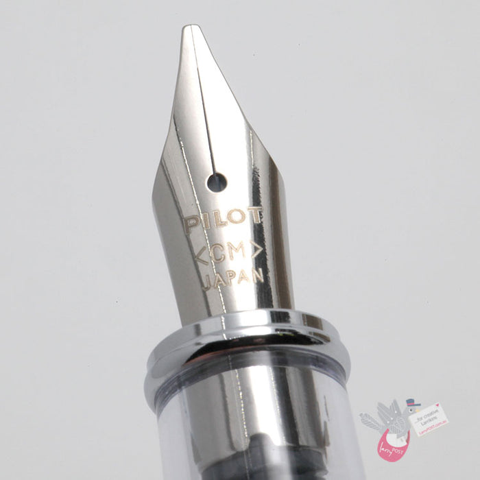 PILOT Prera Demonstrator Fountain Pen - Clear/Blue - Cursive Medium (CM) Italic Nib (includes con-40 converter)