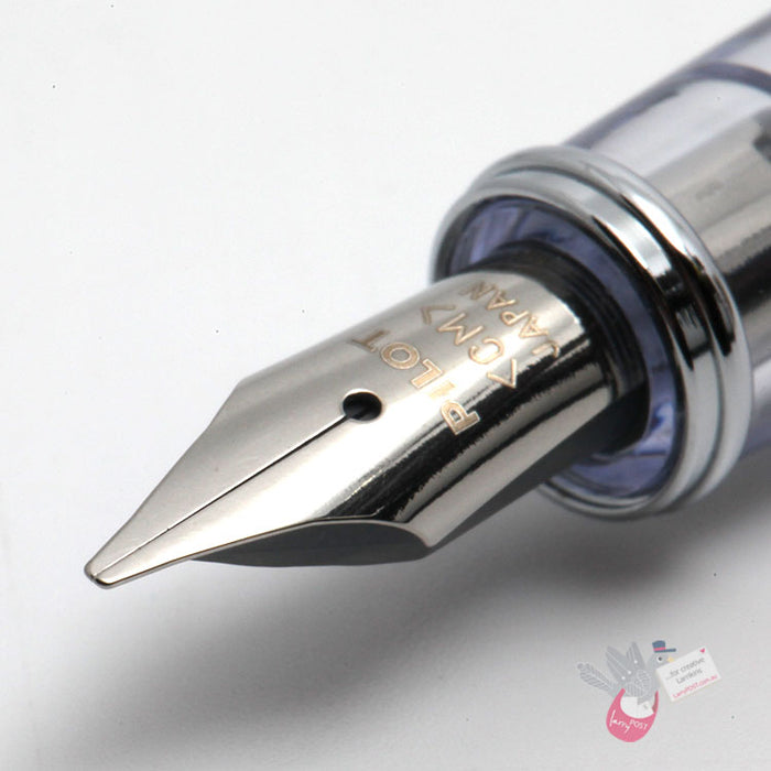 PILOT Prera Demonstrator Fountain Pen - Clear/Light Blue - Cursive Medium (CM) Italic Nib  (includes con-40 converter)