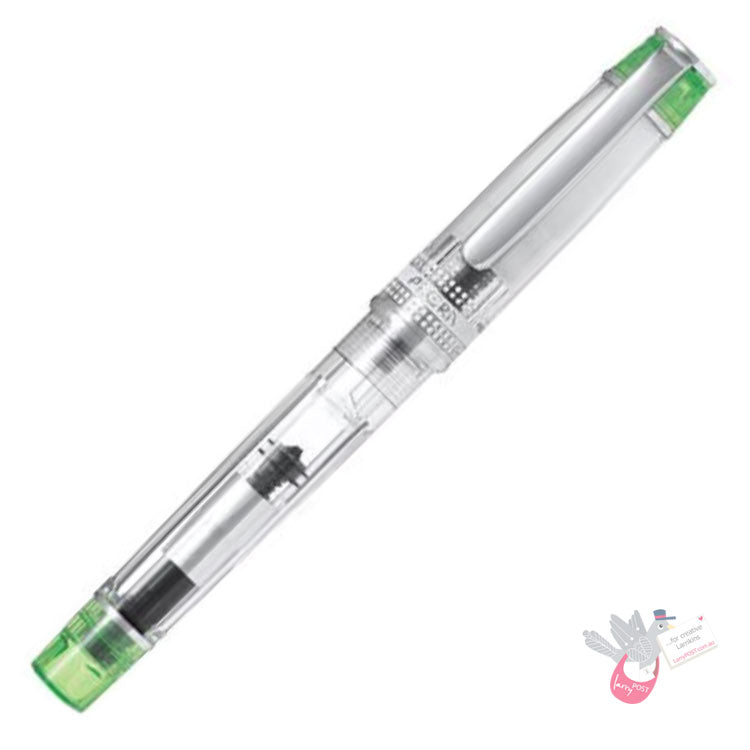 PILOT Prera Demonstrator Fountain Pen - Clear/Green - Cursive Medium (CM) Italic Nib  (includes con-40 converter)