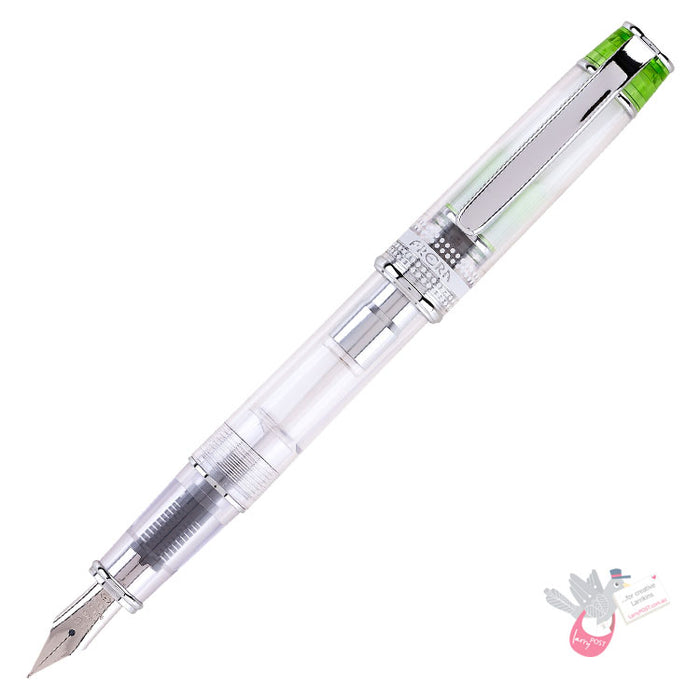 PILOT Prera Demonstrator Fountain Pen - Clear/Blue - Cursive Medium (CM) Italic Nib (includes con-40 converter)