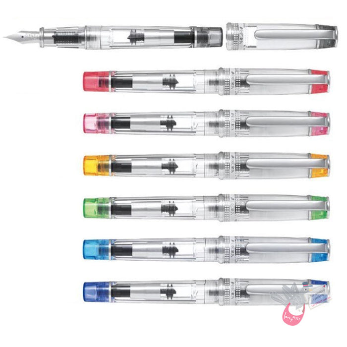 PILOT Prera Demonstrator Fountain Pen - Clear/Blue - Cursive Medium (CM) Italic Nib (includes con-40 converter)