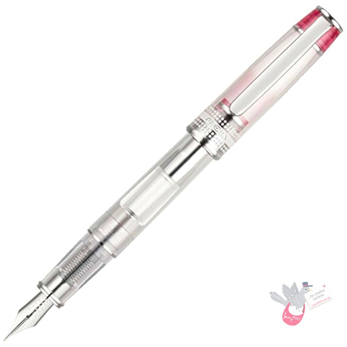 PILOT Prera Demonstrator Fountain Pen - Clear/Red - Cursive Medium (CM) Italic Nib (includes con-40 converter)
