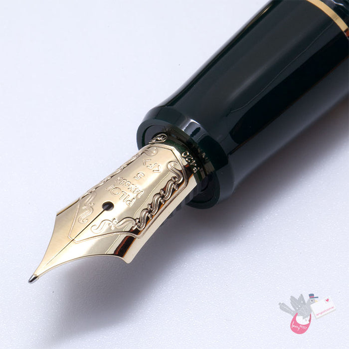 PILOT Custom 74 Fountain Pen (14ct Gold Nib, Con-70) - Dark Green - Broad Nib