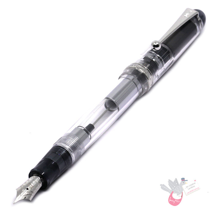 PILOT Custom 74 Fountain Pen (14ct Gold Nib, Con-70) - Clear - Fine Nib