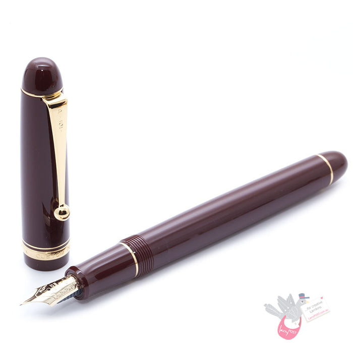 PILOT Custom 74 Fountain Pen (14ct Gold Nib, Con-70) - Dark Red - Extra Fine Nib