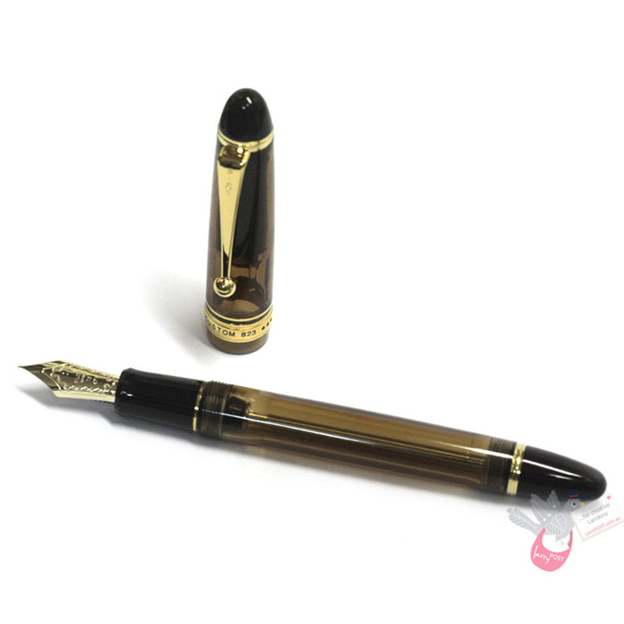 PILOT Custom 823 Fountain Pen (14ct Gold Nib, plunger vacuum) - Brown - Medium Nib