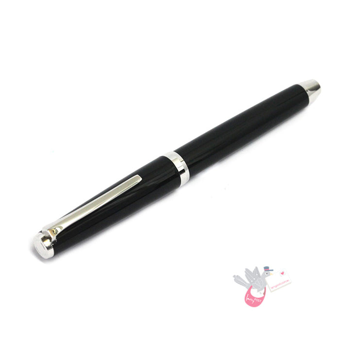 PILOT Metal Falcon Fountain Pen (14ct Gold Rhodium Plated Nib and Con-70) - Black - Soft Extra Fine Nib