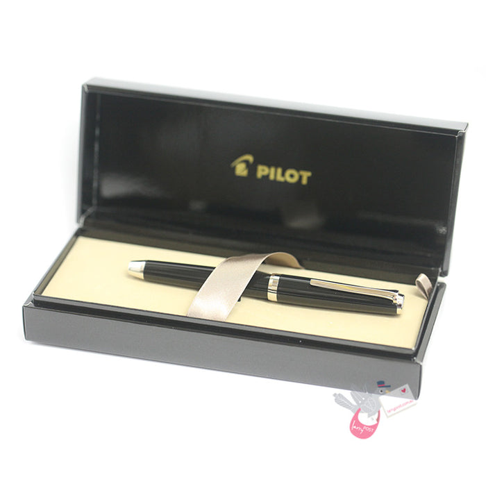 PILOT Metal Falcon Fountain Pen (14ct Gold Rhodium Plated Nib and Con-70) - Black - Soft Extra Fine Nib